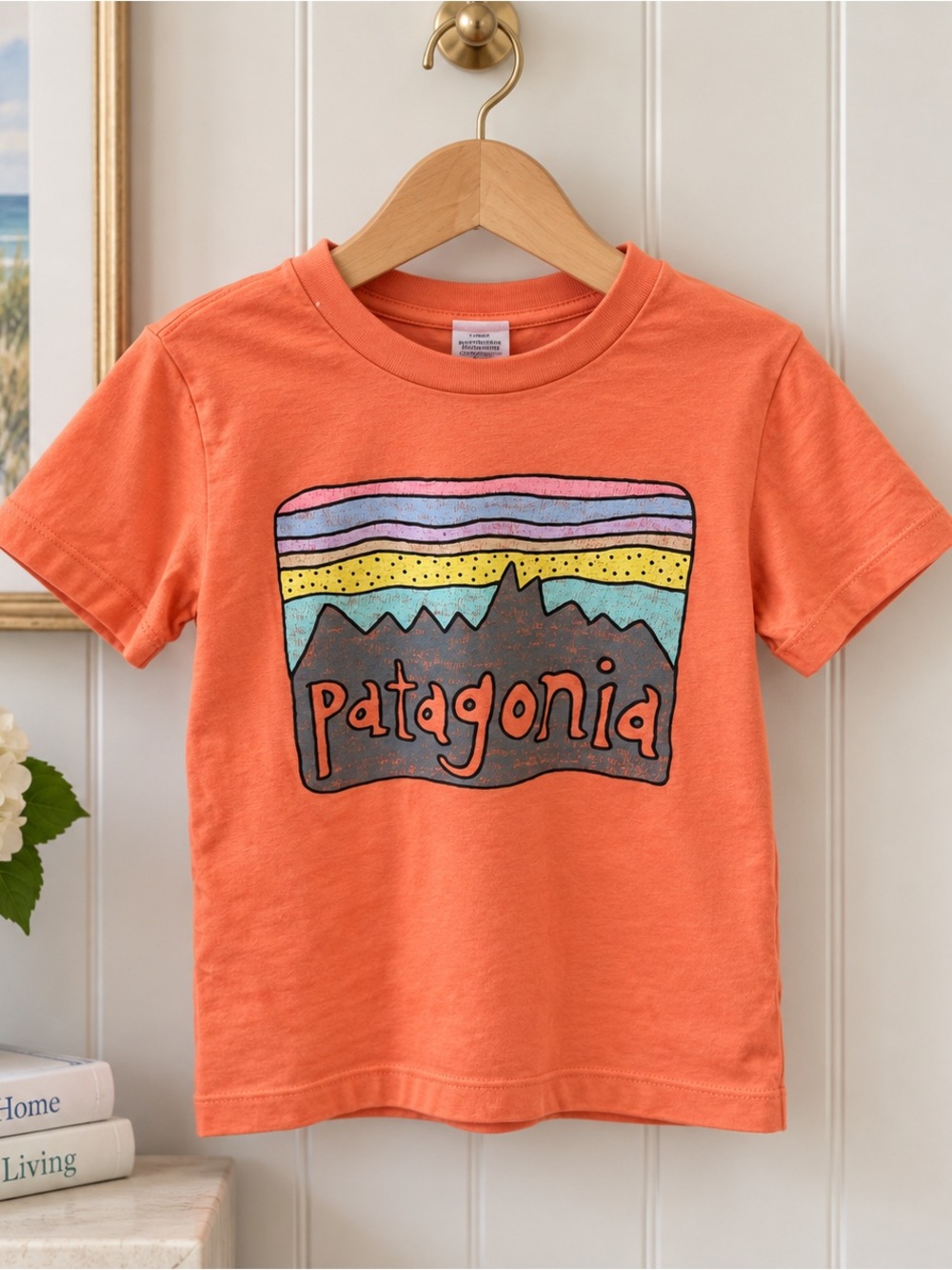 Patagonia Kids Orange Graphic Logo Tee 5T